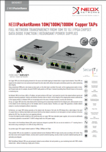 PacketRaven Portable Copper/RJ45 Network TAPs Datasheet Download