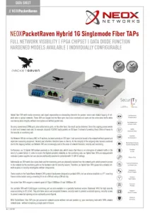 PacketRaven Portable Network TAPs - Singlemode Hybrid Fiber - Datasheet Download