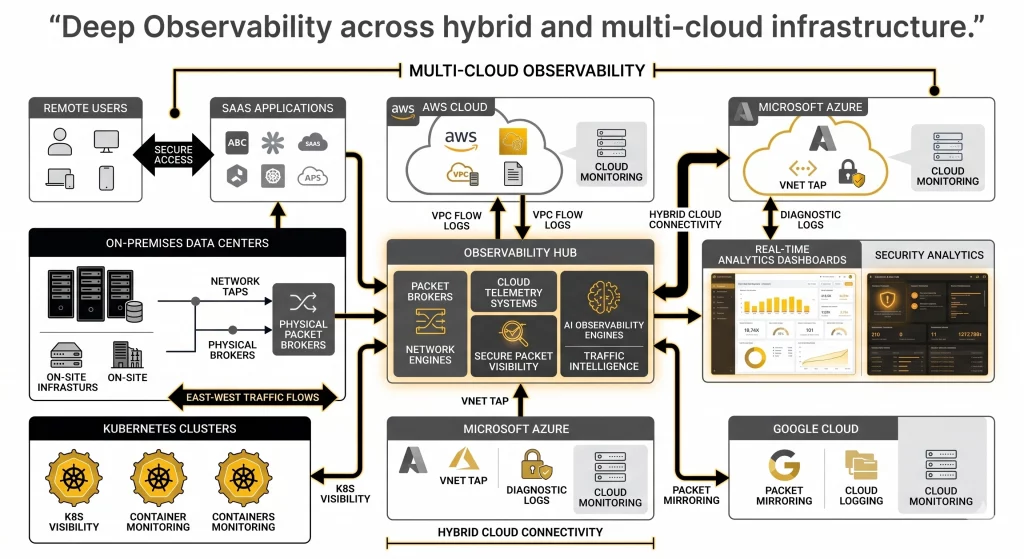 Multi-cloud traffic monitoring architecture with network telemetry and packet intelligence