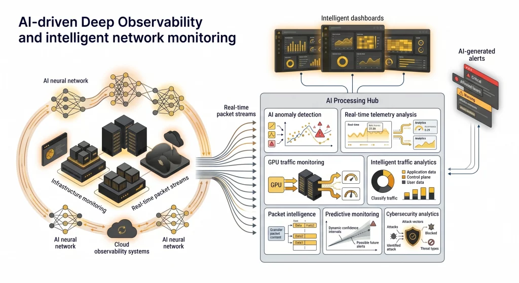 Real-time AI-driven network visibility and cloud monitoring analytics